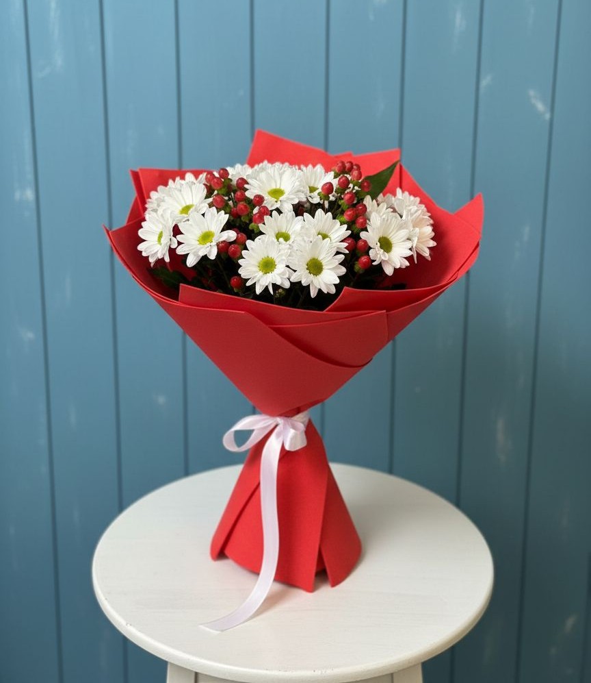 Букет ягоды на снегу в Лесной Пушкинский район Букет цветов из: Хризантемы в Лесной Пушкинский район