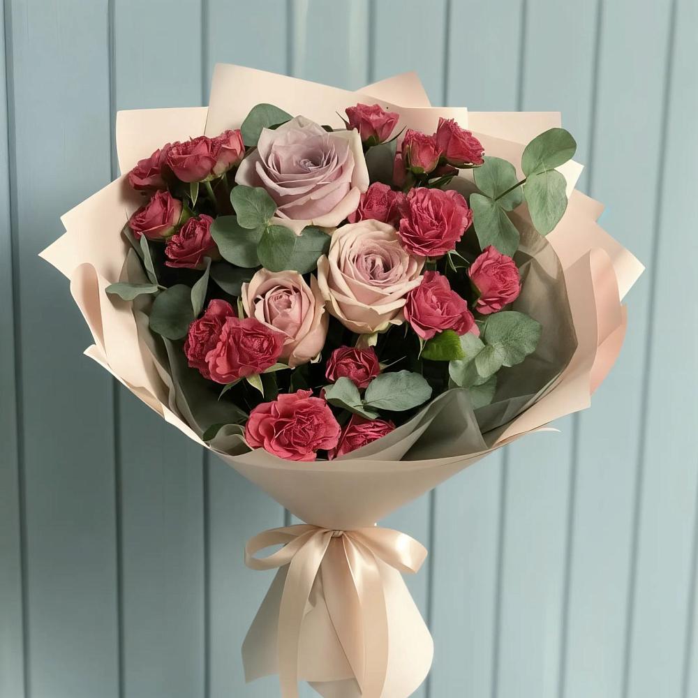 Букет восхищение в Лесной Пушкинский район Букет цветов из: Гвоздики и Розы в Лесной Пушкинский район