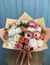 Букет гармония природы в Лесной Пушкинский район Букет цветов из:  Розы, Герберы и Хризантемы в Лесной Пушкинский район