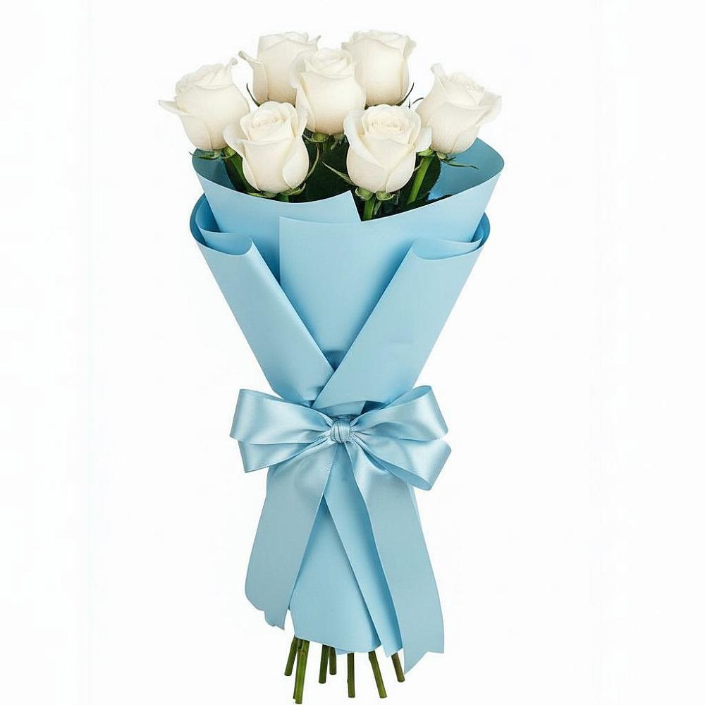 Букет 7 белых роз Проуд в Лесной Пушкинский район