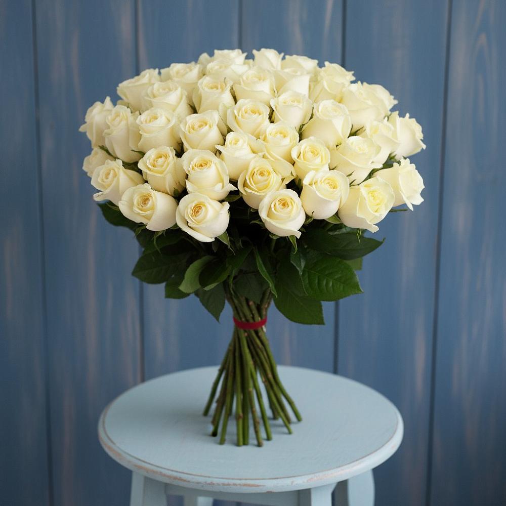 51 Белая роза Эдлесс Лав в Лесной Пушкинский район Букет 51 Белая роза Эдлесс Лав в Лесной Пушкинский район