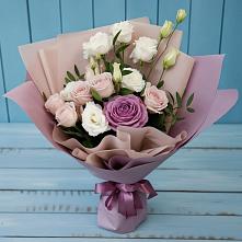 Букет Легкое дыхание в Лесной Пушкинский район Букет цветов из:  Розы и Лизиантусы в Лесной Пушкинский район