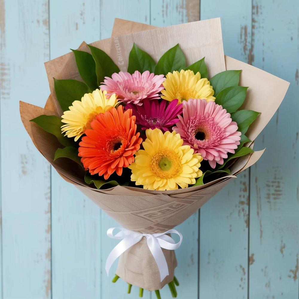 Букет яркий день в Лесной Пушкинский район Букет цветов из: Герберы в Лесной Пушкинский район