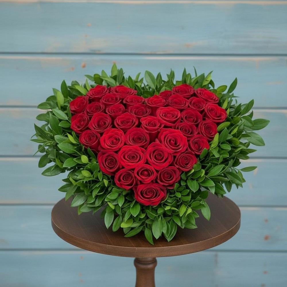 Композиция Сердце в любви в Лесной Пушкинский район Цветочная композиция из Розы в виде сердца в Лесной Пушкинский район