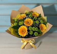 Букет цветов из:  Герберы и Хризантемы в Лесной Пушкинский район