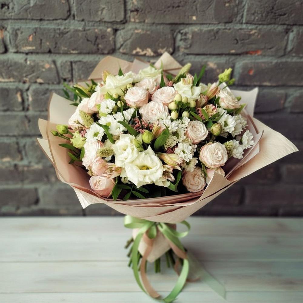 Букет цветов из: Альстромерии, Розы и Хризантемы в Лесной Пушкинский район