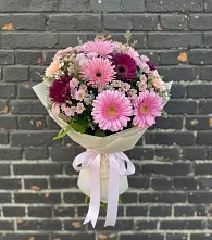 Букет яркие краски в Лесной Пушкинский район Букет цветов из:  Герберы и Хризантемы в Лесной Пушкинский район